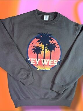 KEY WEST Crewneck Sweatshirt in Charcoal Gray